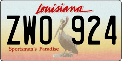 LA license plate ZWO924