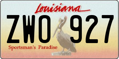 LA license plate ZWO927