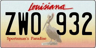 LA license plate ZWO932