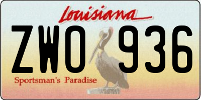 LA license plate ZWO936