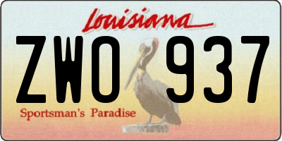 LA license plate ZWO937