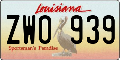 LA license plate ZWO939