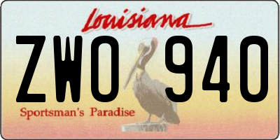 LA license plate ZWO940