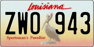 LA license plate ZWO943