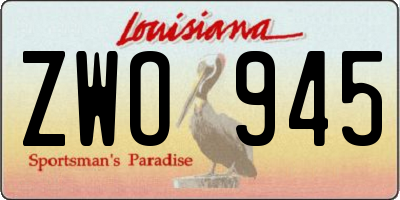 LA license plate ZWO945