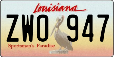 LA license plate ZWO947