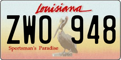 LA license plate ZWO948