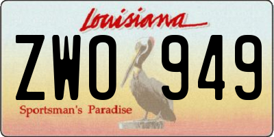 LA license plate ZWO949