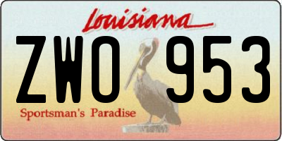 LA license plate ZWO953