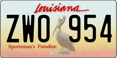 LA license plate ZWO954