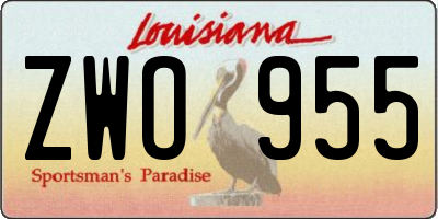 LA license plate ZWO955