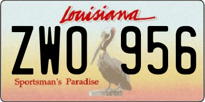 LA license plate ZWO956