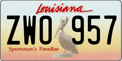 LA license plate ZWO957