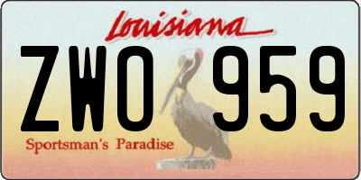 LA license plate ZWO959