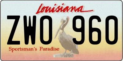 LA license plate ZWO960