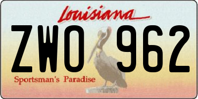 LA license plate ZWO962