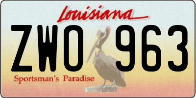 LA license plate ZWO963