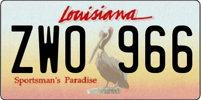 LA license plate ZWO966