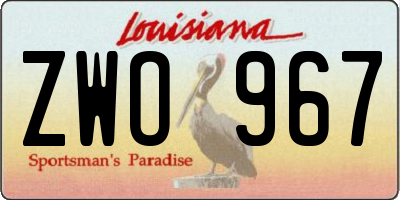 LA license plate ZWO967