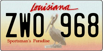 LA license plate ZWO968