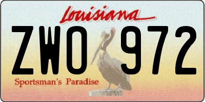 LA license plate ZWO972