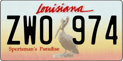 LA license plate ZWO974