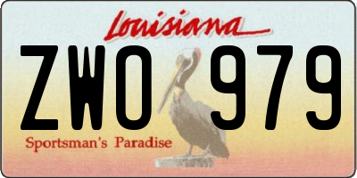 LA license plate ZWO979