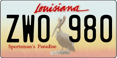 LA license plate ZWO980