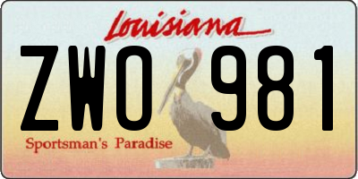 LA license plate ZWO981