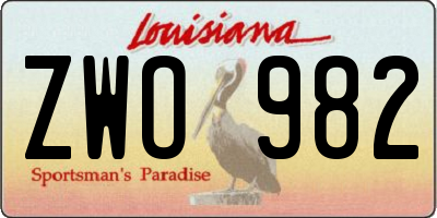 LA license plate ZWO982