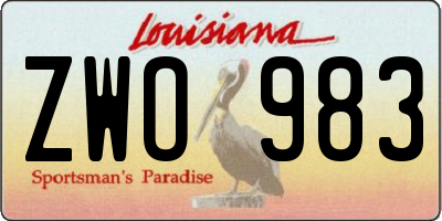 LA license plate ZWO983