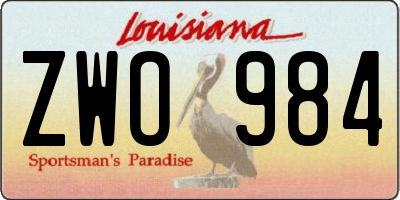 LA license plate ZWO984