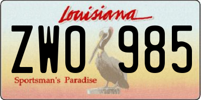 LA license plate ZWO985