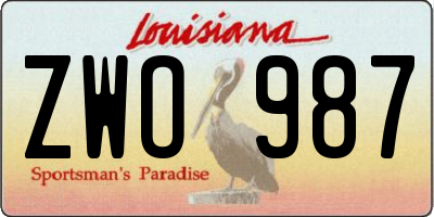 LA license plate ZWO987