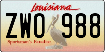 LA license plate ZWO988