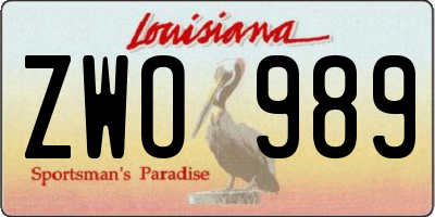 LA license plate ZWO989