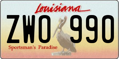 LA license plate ZWO990