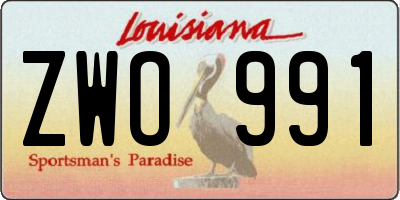 LA license plate ZWO991