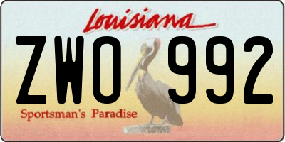 LA license plate ZWO992