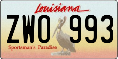 LA license plate ZWO993