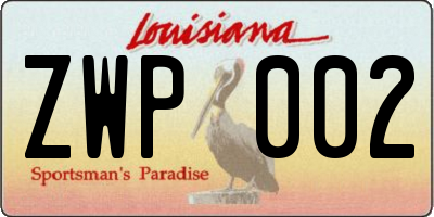 LA license plate ZWP002