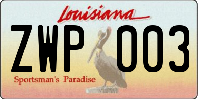 LA license plate ZWP003