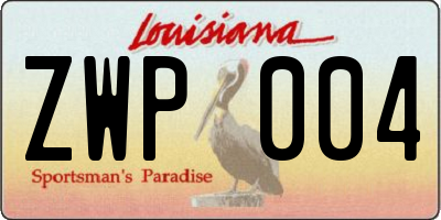 LA license plate ZWP004