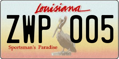 LA license plate ZWP005