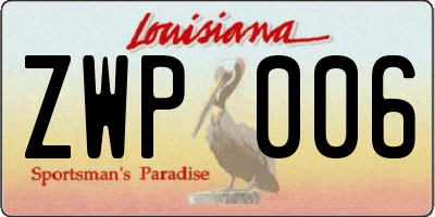 LA license plate ZWP006