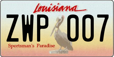 LA license plate ZWP007