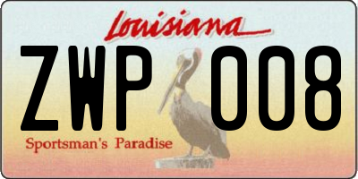 LA license plate ZWP008