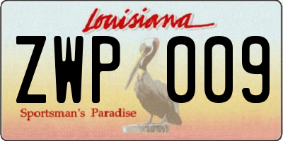 LA license plate ZWP009