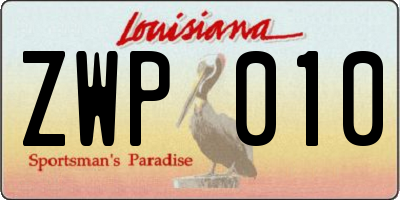 LA license plate ZWP010