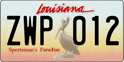 LA license plate ZWP012